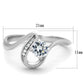MATS424 - Rhodium 925 Sterling Silver Ring with AAA Grade CZ  in Clear