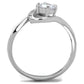 MATS424 - Rhodium 925 Sterling Silver Ring with AAA Grade CZ  in Clear