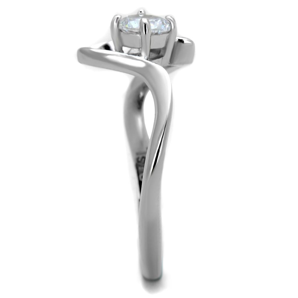 MATS424 - Rhodium 925 Sterling Silver Ring with AAA Grade CZ  in Clear