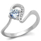 MATS424 - Rhodium 925 Sterling Silver Ring with AAA Grade CZ  in Clear