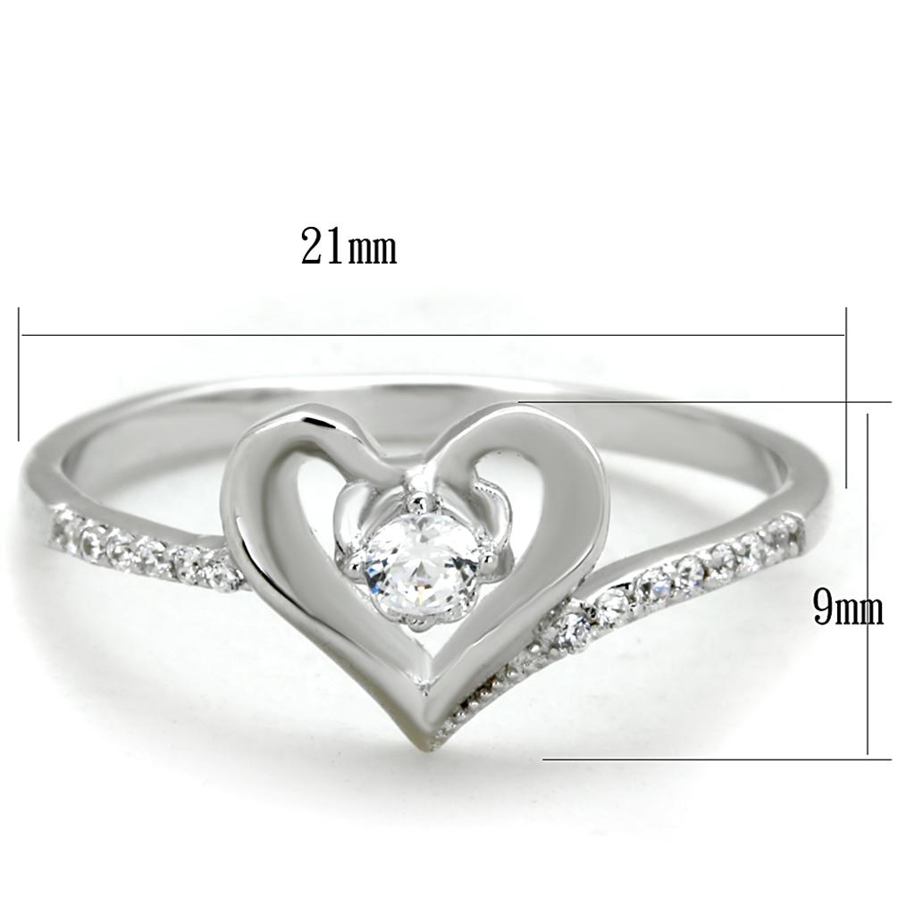 MATS425 - Rhodium 925 Sterling Silver Ring with AAA Grade CZ  in Clear