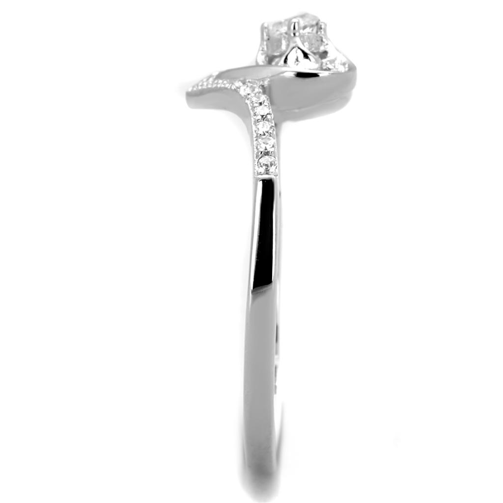 MATS425 - Rhodium 925 Sterling Silver Ring with AAA Grade CZ  in Clear
