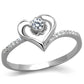 MATS425 - Rhodium 925 Sterling Silver Ring with AAA Grade CZ  in Clear