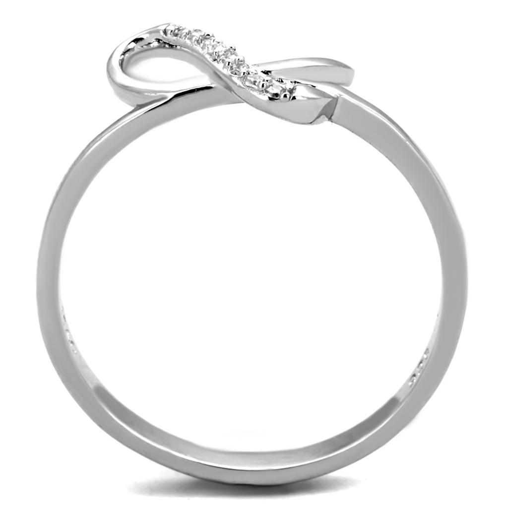 MATS426 - Rhodium 925 Sterling Silver Ring with AAA Grade CZ  in Clear