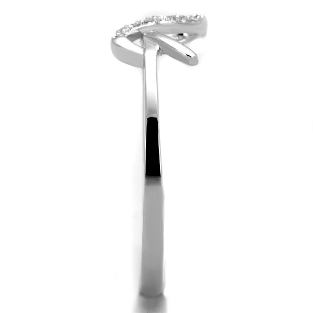 MATS426 - Rhodium 925 Sterling Silver Ring with AAA Grade CZ  in Clear