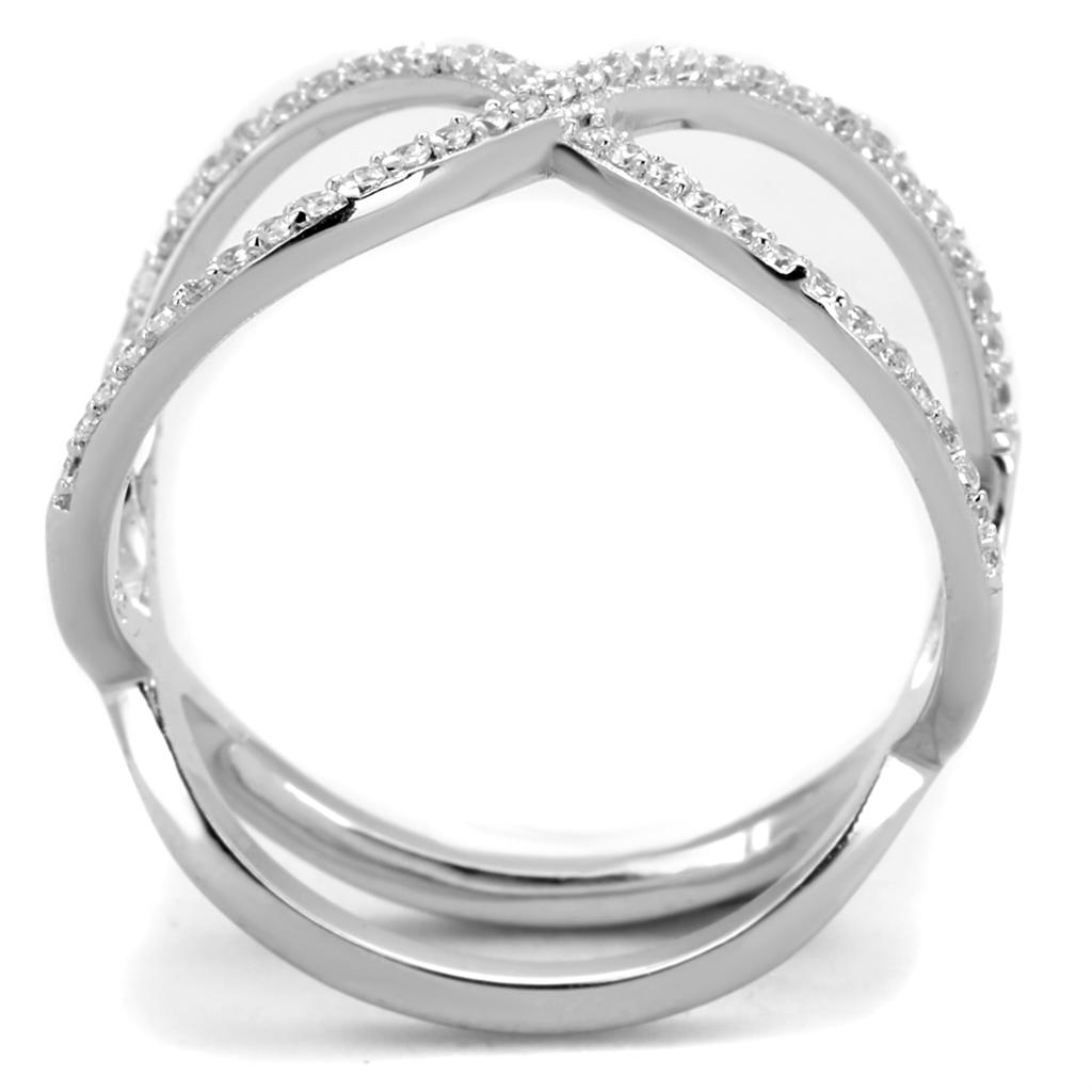 MATS427 - Rhodium 925 Sterling Silver Ring with AAA Grade CZ  in Clear