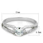 MATS431 - Rhodium 925 Sterling Silver Ring with AAA Grade CZ  in Clear