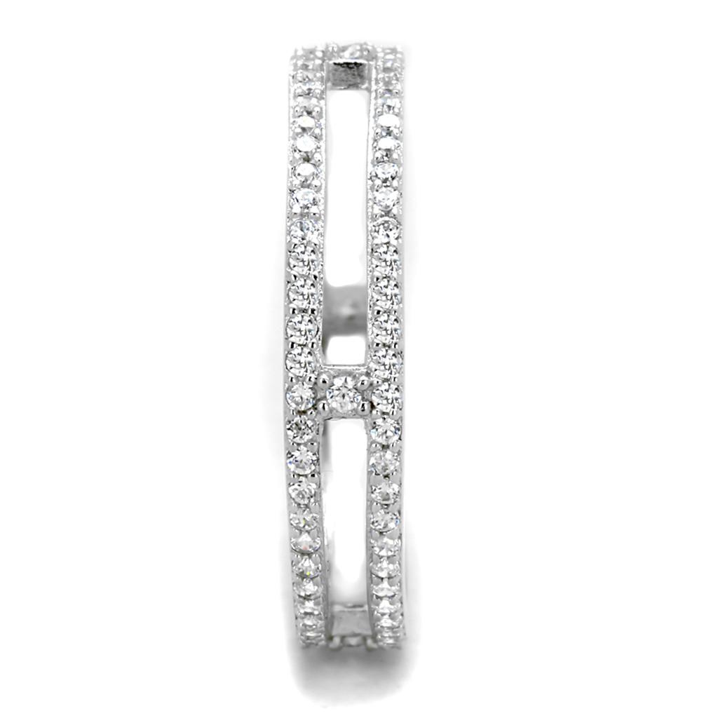 MATS434 - Rhodium 925 Sterling Silver Ring with AAA Grade CZ  in Clear