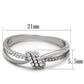 MATS435 - Rhodium 925 Sterling Silver Ring with AAA Grade CZ  in Clear