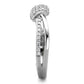 MATS435 - Rhodium 925 Sterling Silver Ring with AAA Grade CZ  in Clear