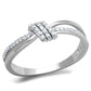 MATS435 - Rhodium 925 Sterling Silver Ring with AAA Grade CZ  in Clear