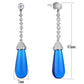 MATS436 - Rhodium 925 Sterling Silver Earrings with Synthetic Synthetic Glass in Capri Blue