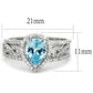 MATS453 - Rhodium 925 Sterling Silver Ring with AAA Grade CZ  in Sea Blue