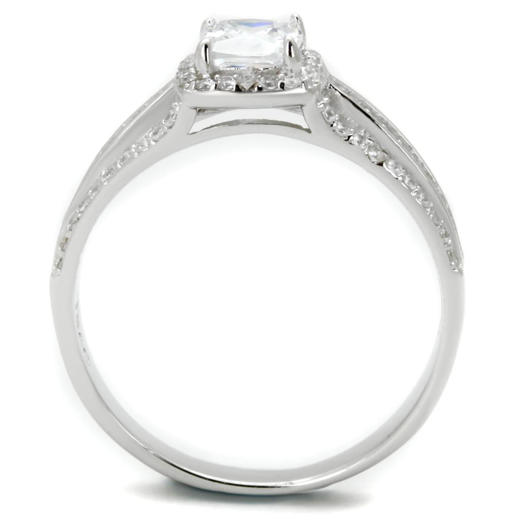MATS454 - Rhodium 925 Sterling Silver Ring with AAA Grade CZ  in Clear