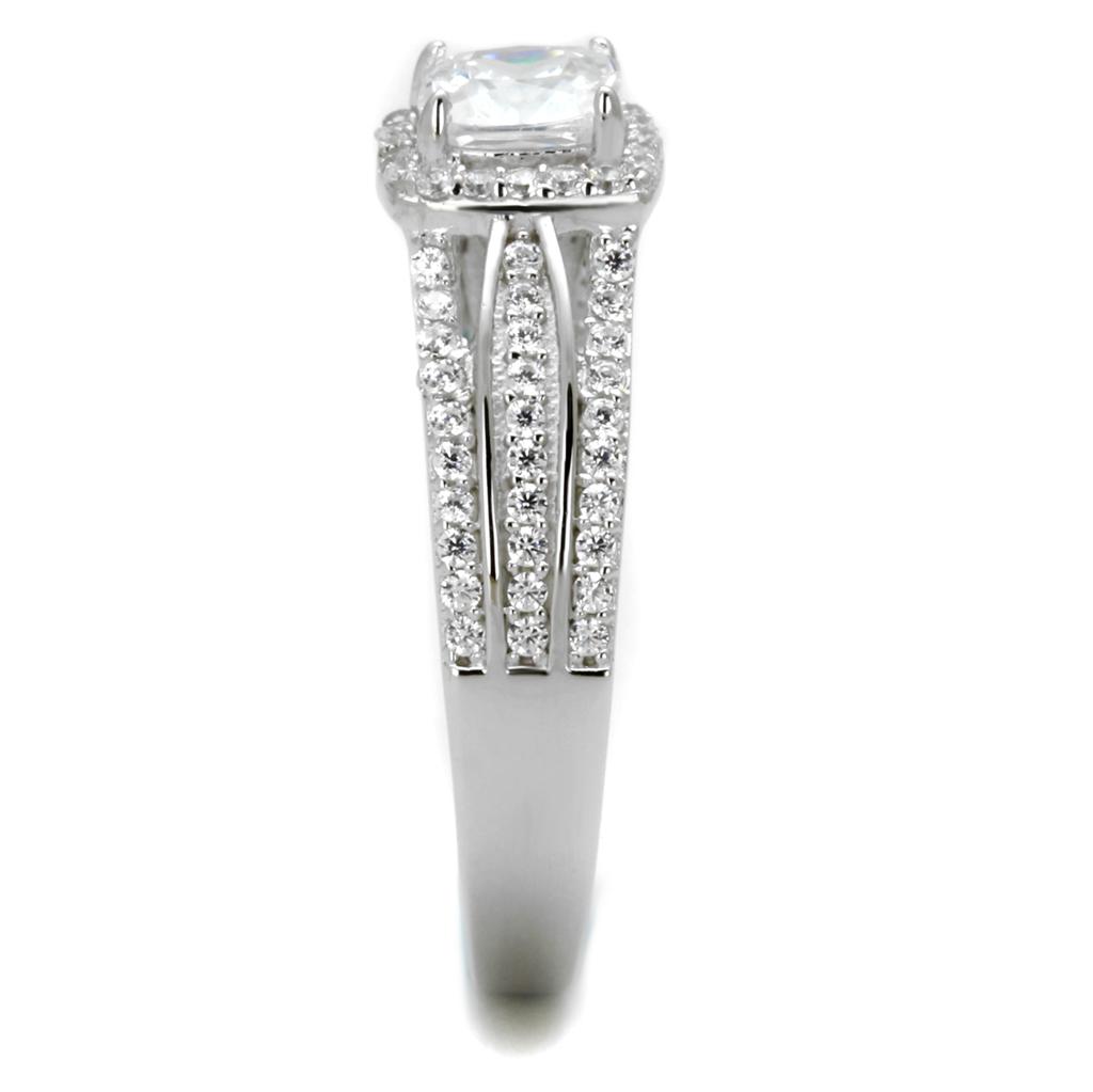 MATS454 - Rhodium 925 Sterling Silver Ring with AAA Grade CZ  in Clear