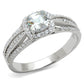 MATS454 - Rhodium 925 Sterling Silver Ring with AAA Grade CZ  in Clear