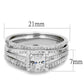 MATS455 - Rhodium 925 Sterling Silver Ring with AAA Grade CZ  in Clear