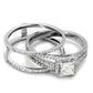 MATS455 - Rhodium 925 Sterling Silver Ring with AAA Grade CZ  in Clear