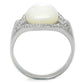 MATS456 - Rhodium 925 Sterling Silver Ring with Precious Stone Conch in White