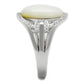 MATS456 - Rhodium 925 Sterling Silver Ring with Precious Stone Conch in White