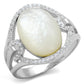 MATS456 - Rhodium 925 Sterling Silver Ring with Precious Stone Conch in White