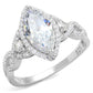 MATS457 - Rhodium 925 Sterling Silver Ring with AAA Grade CZ  in Clear