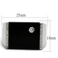 MATS459 - Rhodium 925 Sterling Silver Ring with Synthetic Onyx in Jet