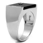 MATS459 - Rhodium 925 Sterling Silver Ring with Synthetic Onyx in Jet