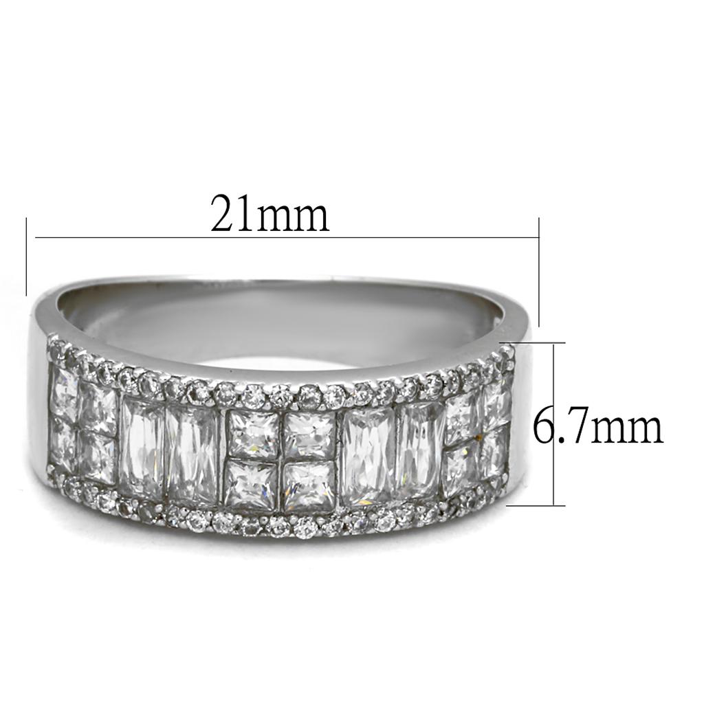 MATS460 - Rhodium 925 Sterling Silver Ring with AAA Grade CZ  in Clear