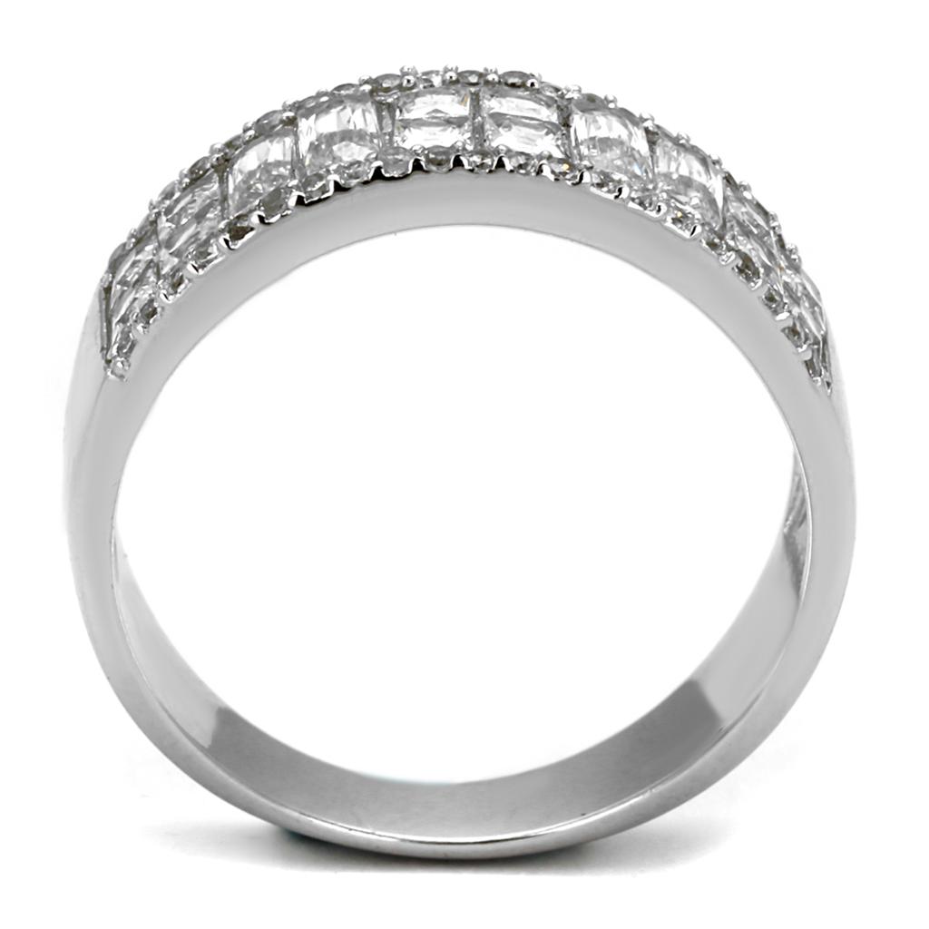 MATS460 - Rhodium 925 Sterling Silver Ring with AAA Grade CZ  in Clear