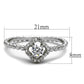 MATS462 - Rhodium 925 Sterling Silver Ring with AAA Grade CZ  in Clear