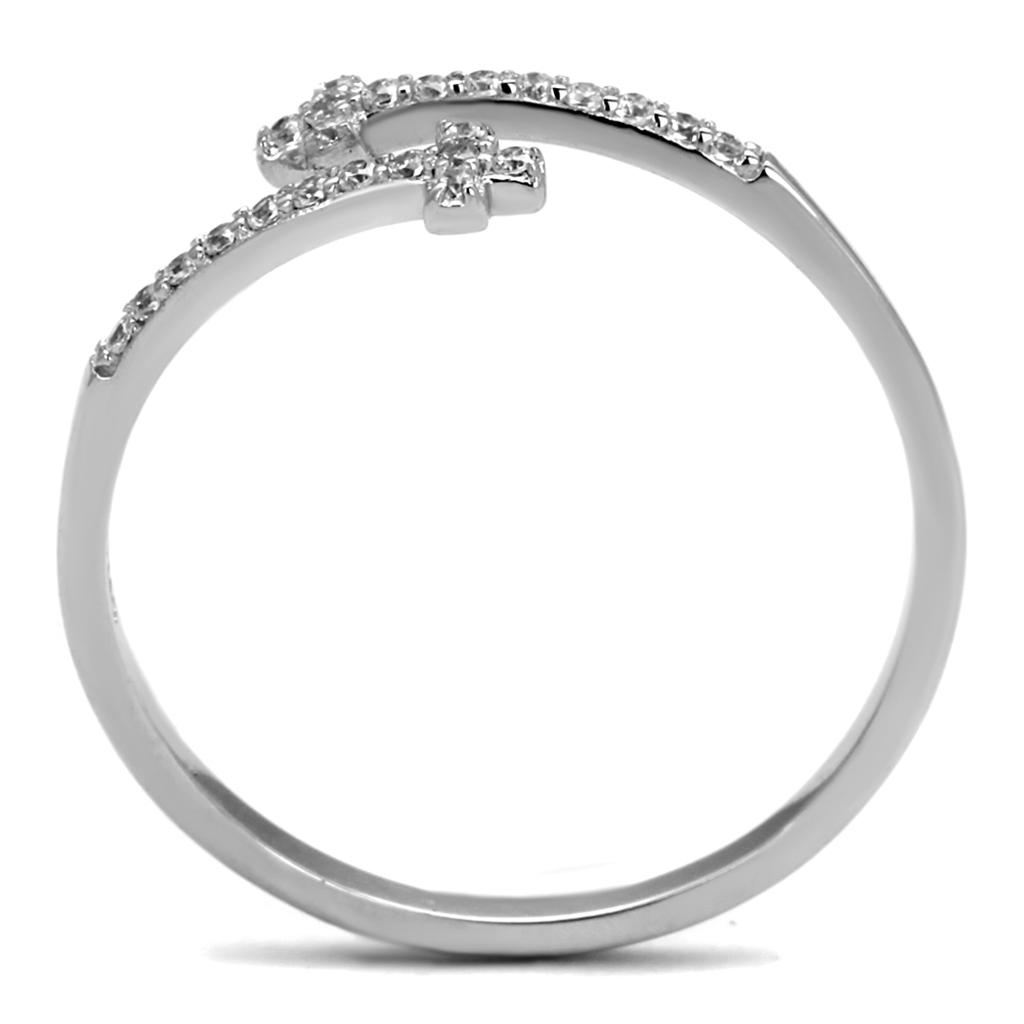 MATS463 - Rhodium 925 Sterling Silver Ring with AAA Grade CZ  in Clear