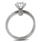 MATS464 - Rhodium 925 Sterling Silver Ring with AAA Grade CZ  in Clear
