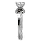 MATS464 - Rhodium 925 Sterling Silver Ring with AAA Grade CZ  in Clear