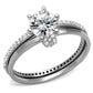 MATS464 - Rhodium 925 Sterling Silver Ring with AAA Grade CZ  in Clear