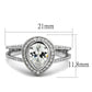 MATS465 - Rhodium 925 Sterling Silver Ring with AAA Grade CZ  in Clear