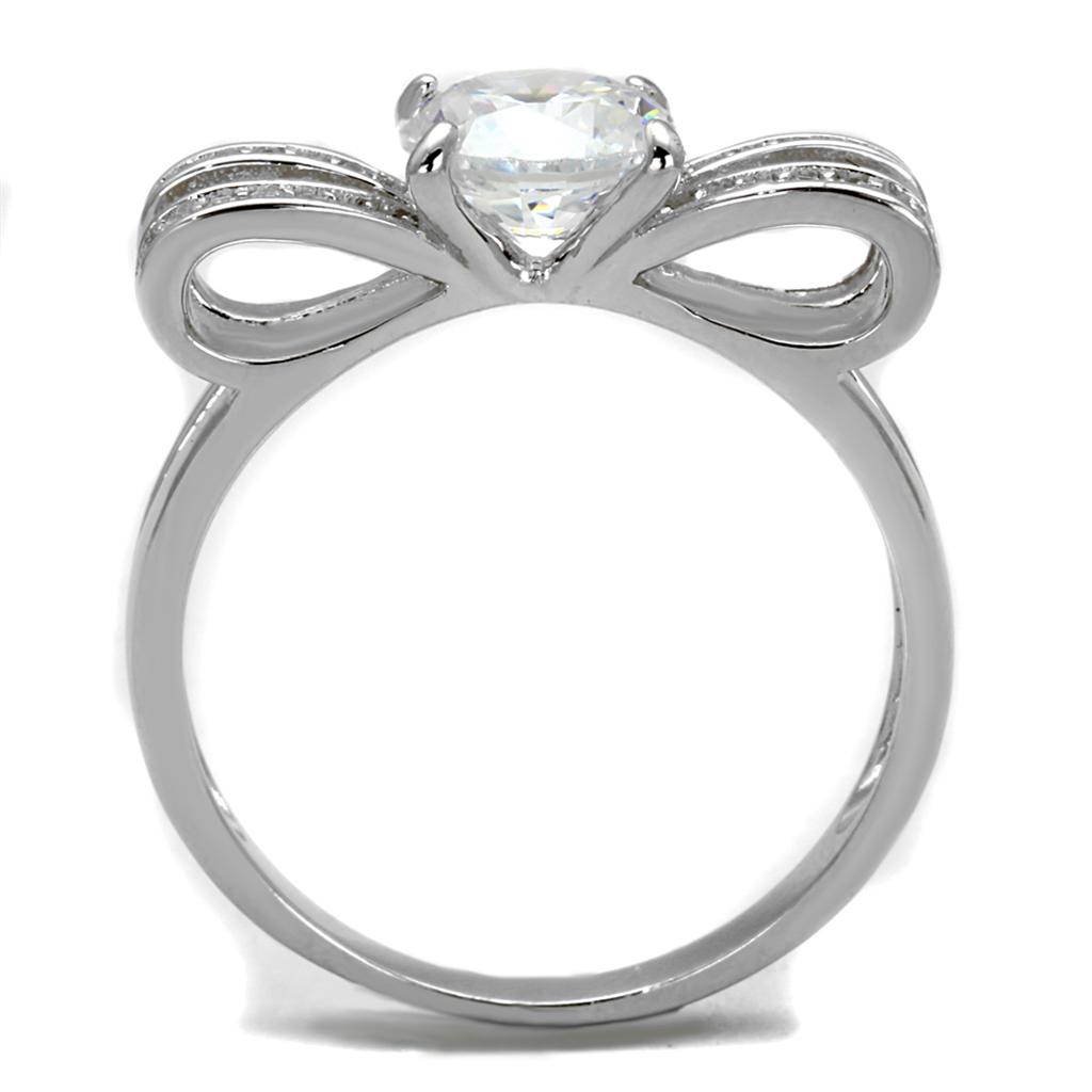 MATS470 - Rhodium 925 Sterling Silver Ring with AAA Grade CZ  in Clear