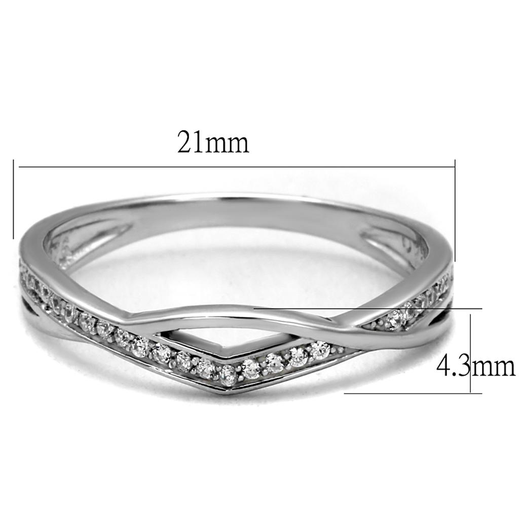 MATS471 - Rhodium 925 Sterling Silver Ring with AAA Grade CZ  in Clear