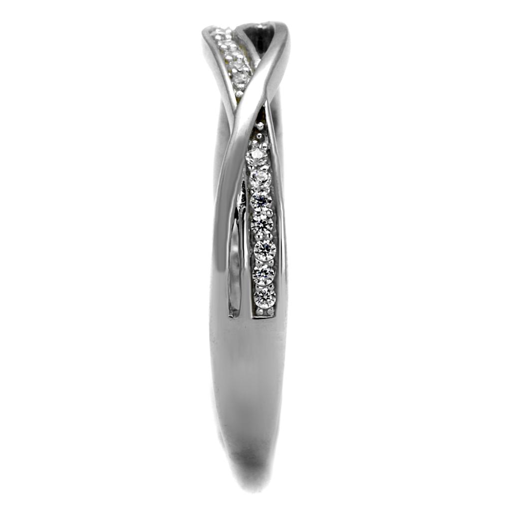 MATS471 - Rhodium 925 Sterling Silver Ring with AAA Grade CZ  in Clear