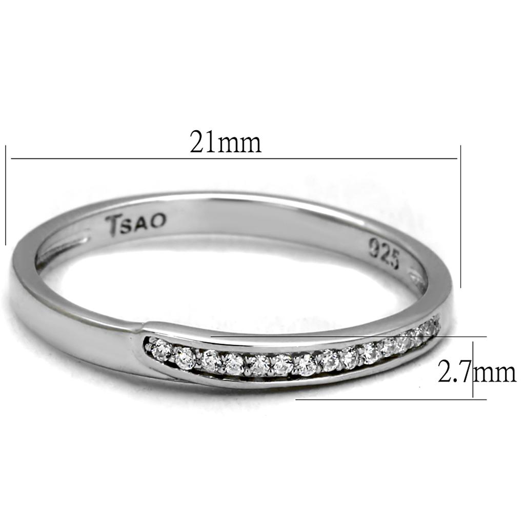 MATS472 - Rhodium 925 Sterling Silver Ring with AAA Grade CZ  in Clear