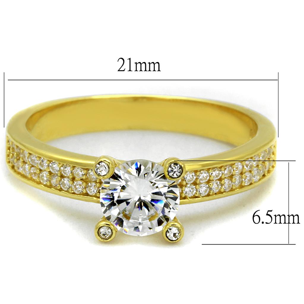 MATS474 - Gold 925 Sterling Silver Ring with AAA Grade CZ  in Clear