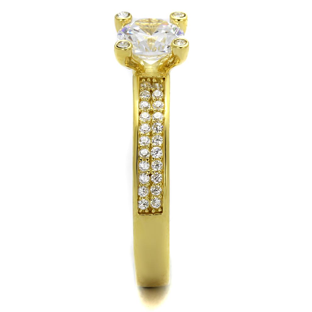MATS474 - Gold 925 Sterling Silver Ring with AAA Grade CZ  in Clear