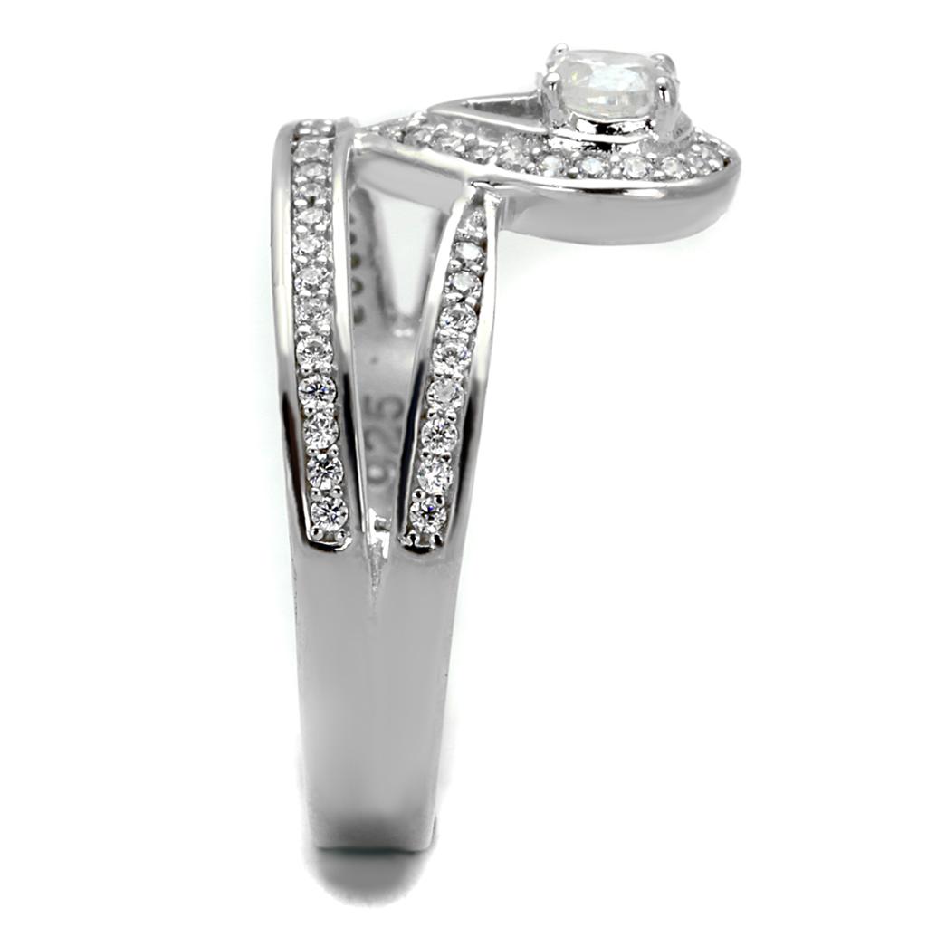 MATS476 - Rhodium 925 Sterling Silver Ring with AAA Grade CZ  in Clear