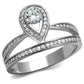 MATS476 - Rhodium 925 Sterling Silver Ring with AAA Grade CZ  in Clear