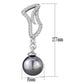 MATS479 - Rhodium 925 Sterling Silver Earrings with Synthetic Pearl in Gray