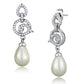 MATS480 - Rhodium 925 Sterling Silver Earrings with Synthetic Pearl in Citrine Yellow