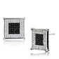 MATS481 - Rhodium + Ruthenium 925 Sterling Silver Earrings with AAA Grade CZ  in Black Diamond