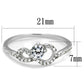 MATS485 - Rhodium 925 Sterling Silver Ring with AAA Grade CZ  in Clear