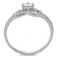 MATS485 - Rhodium 925 Sterling Silver Ring with AAA Grade CZ  in Clear