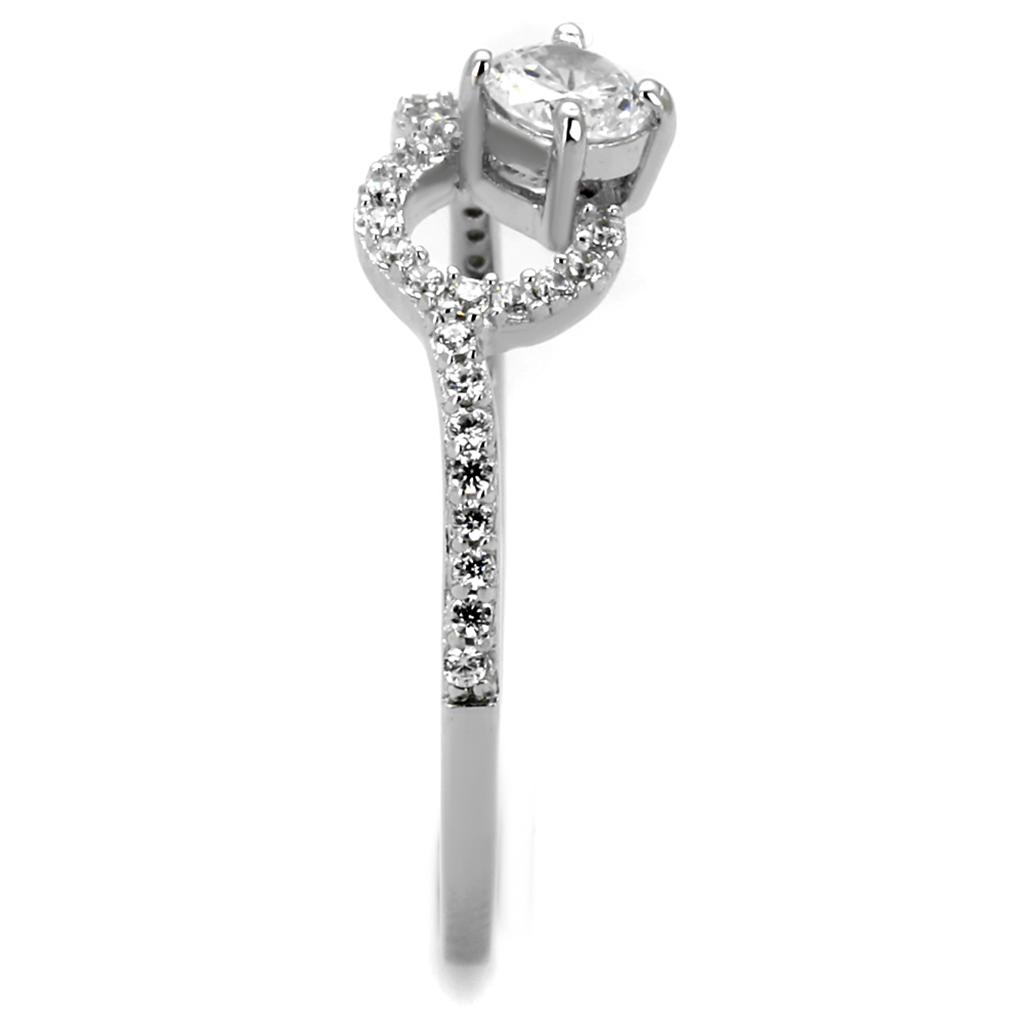 MATS485 - Rhodium 925 Sterling Silver Ring with AAA Grade CZ  in Clear